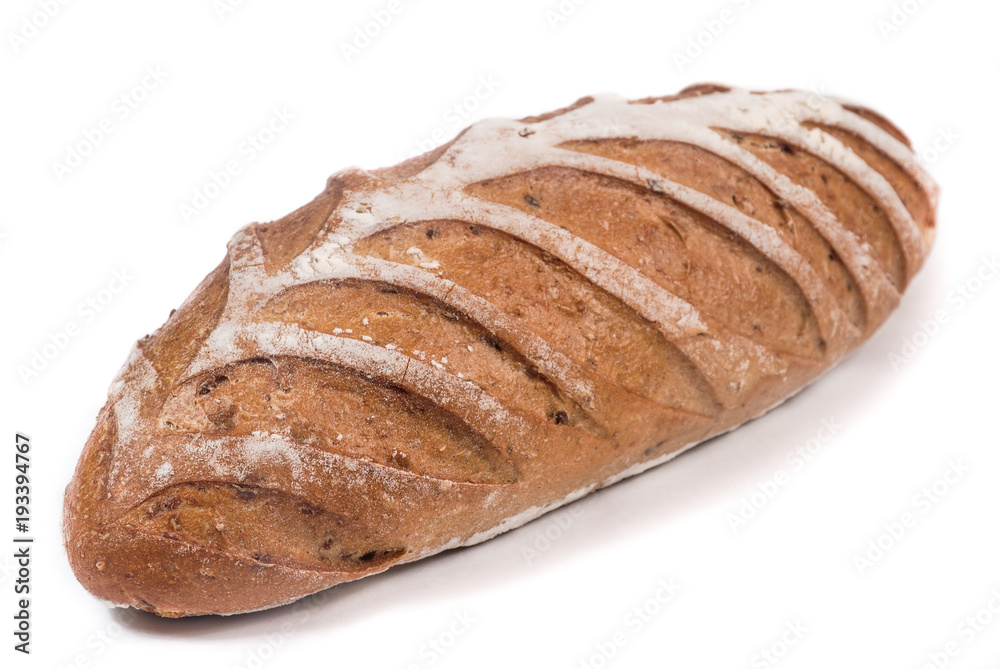 brown bread on a white background