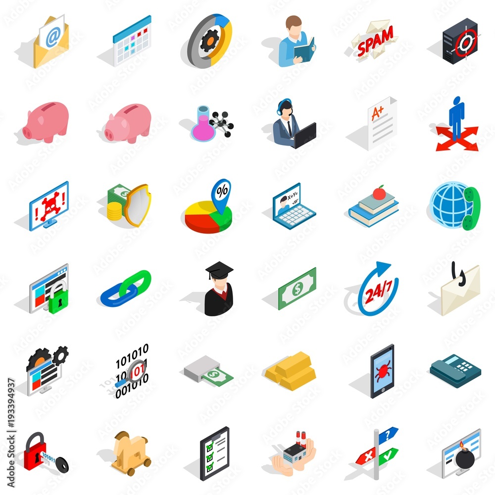 Obligation icons set, isometric style Obligation icons set, isometric style