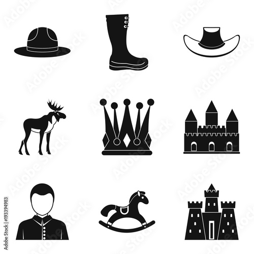 Horse racing icons set, simple style