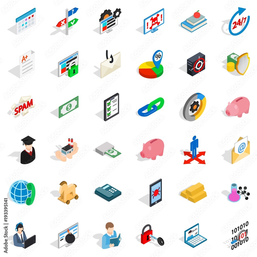 Mandatory business icons set, isometric style Mandatory business icons set, isometric style