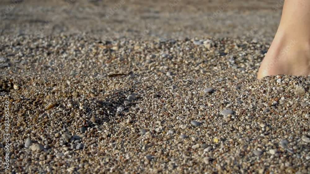 girl walks on the beach leaving footprints in the sand girl walks on the beach leaving footprints in the sand