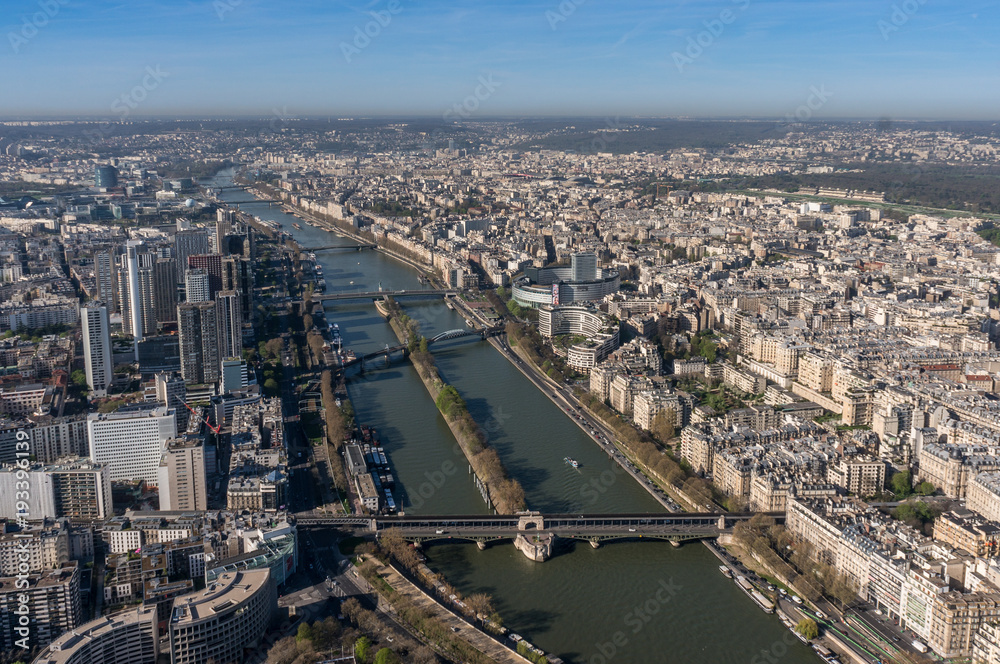 Beautiful panoramic view of Paris from the Eiffel Tower