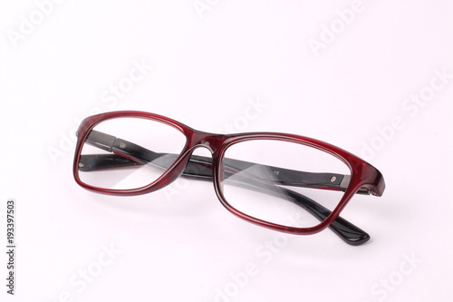 Red glasses isolated on white background