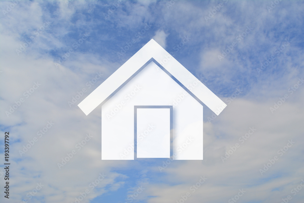 Home loan of concept on blue sky background - Home for cash of concept Home loan of concept on blue sky background - Home for cash of concept