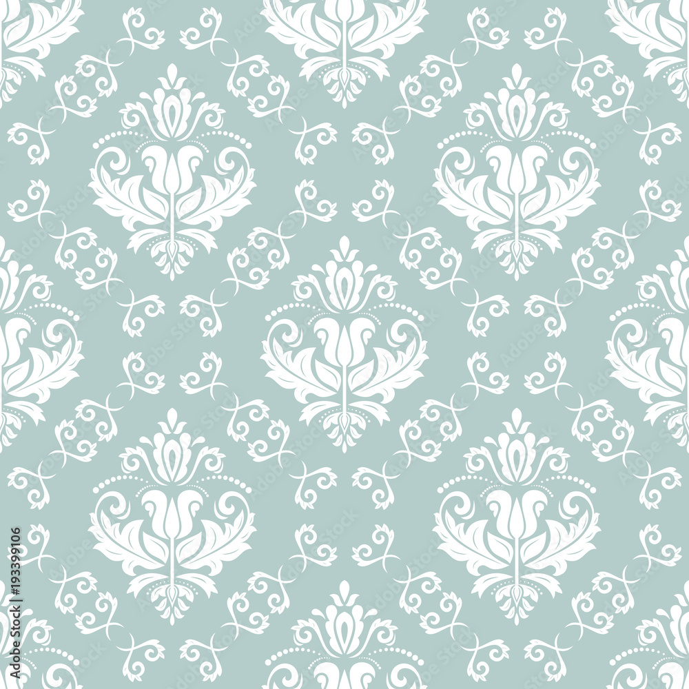 Orient vector classic pattern. Seamless abstract background with vintage elements. Orient light blue and white background Orient vector classic pattern. Seamless abstract background with vintage elements. Orient light blue and white background