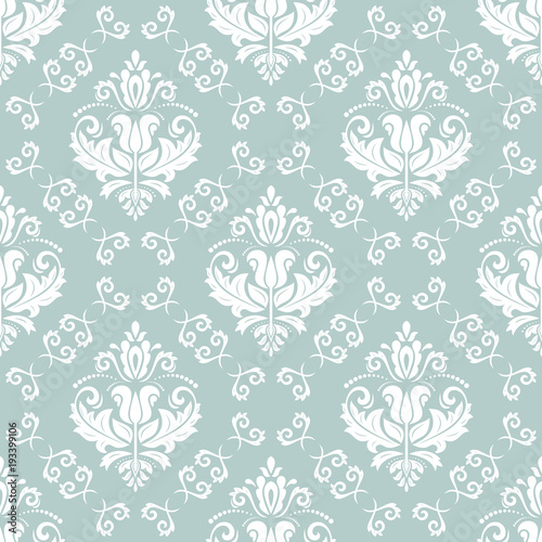 Orient vector classic pattern. Seamless abstract background with vintage elements. Orient light blue and white background