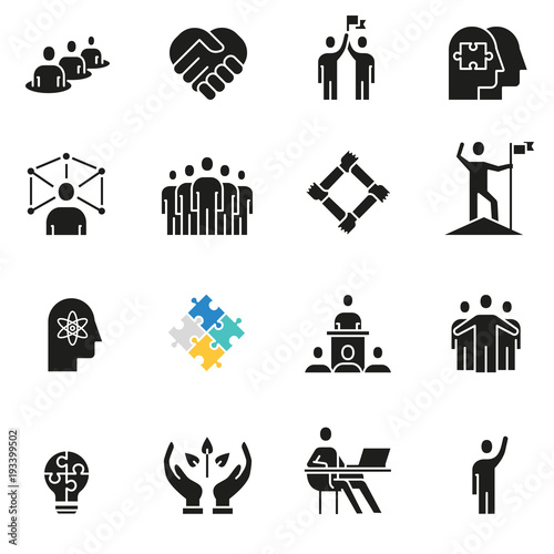 Vector set of icons related to teamwork, human resources, business interaction and relationship - part 4