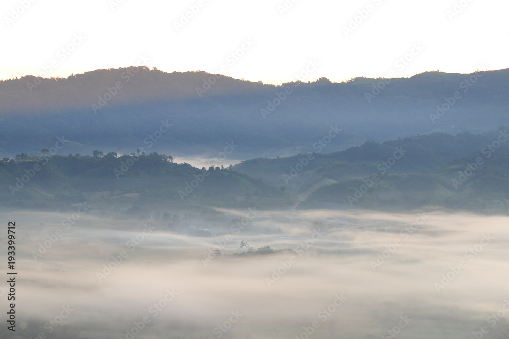 morning fog mountain in Thailand 