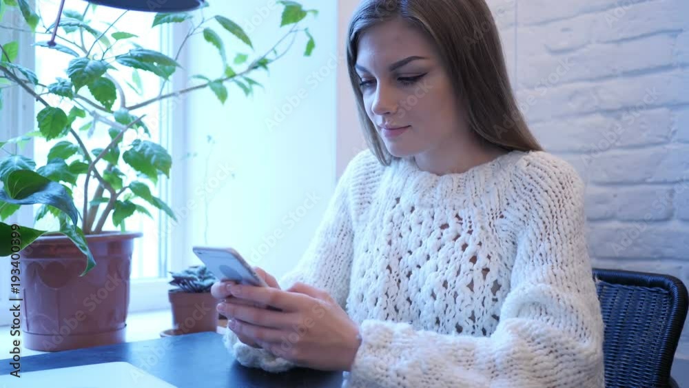 Woman Busy Using Phone for internet Browsing Woman Busy Using Phone for internet Browsing