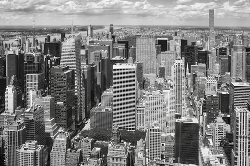 Black and white picture of the heart of Manhattan  New York City  USA. 