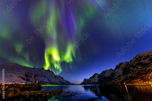 The polar lights in Norway . Ersfjord. Tromso  © belov3097
