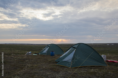 Camping in the tundra of the Yamal peninsula