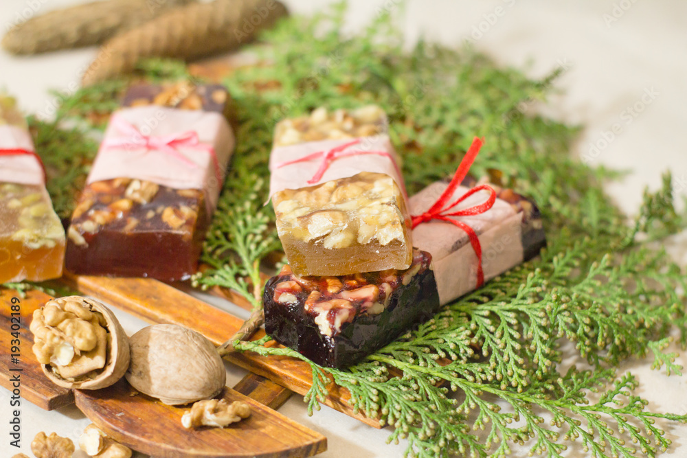 marmelade bars with nuts, granola organic snacks with fruits marmelade bars with nuts, granola organic snacks with fruits