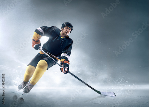 Ice hockey player in action.