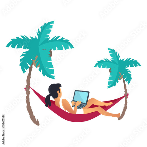 Lying on Hammack Businesswoman Vector Illustration photo