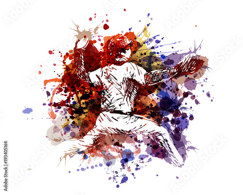 Vector color illustration of a baseball player
