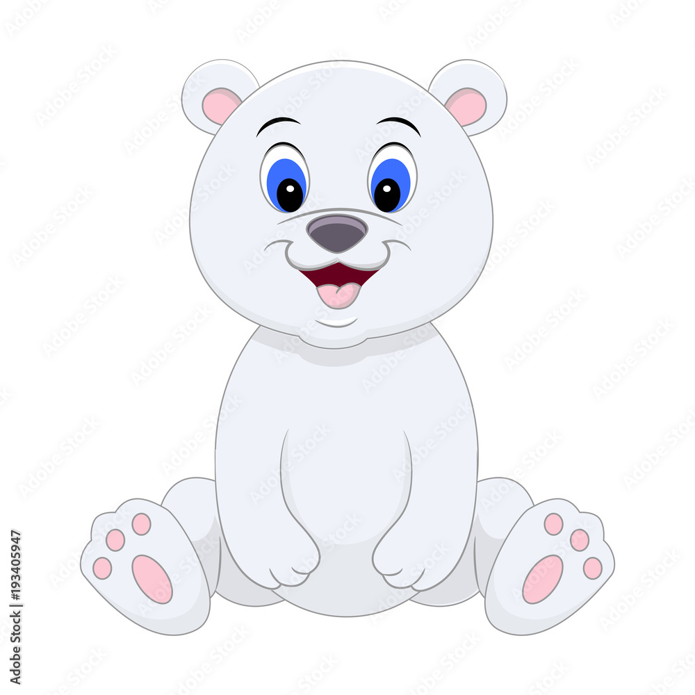Cute cartoon polar bear. Vector illustration isolated on white Cute cartoon polar bear. Vector illustration isolated on white