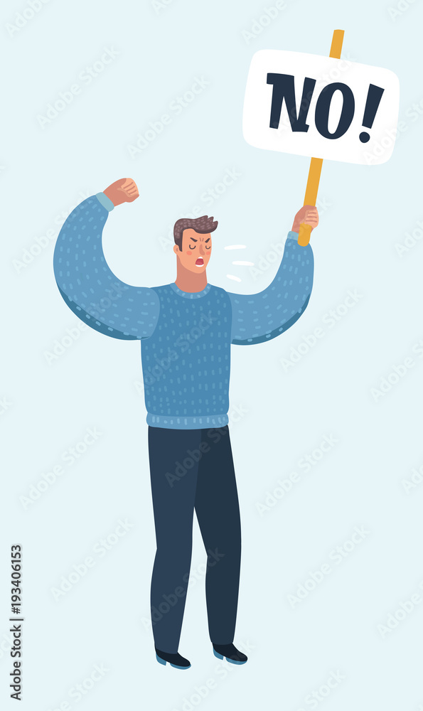 Man in protest holding banner Man in protest holding banner