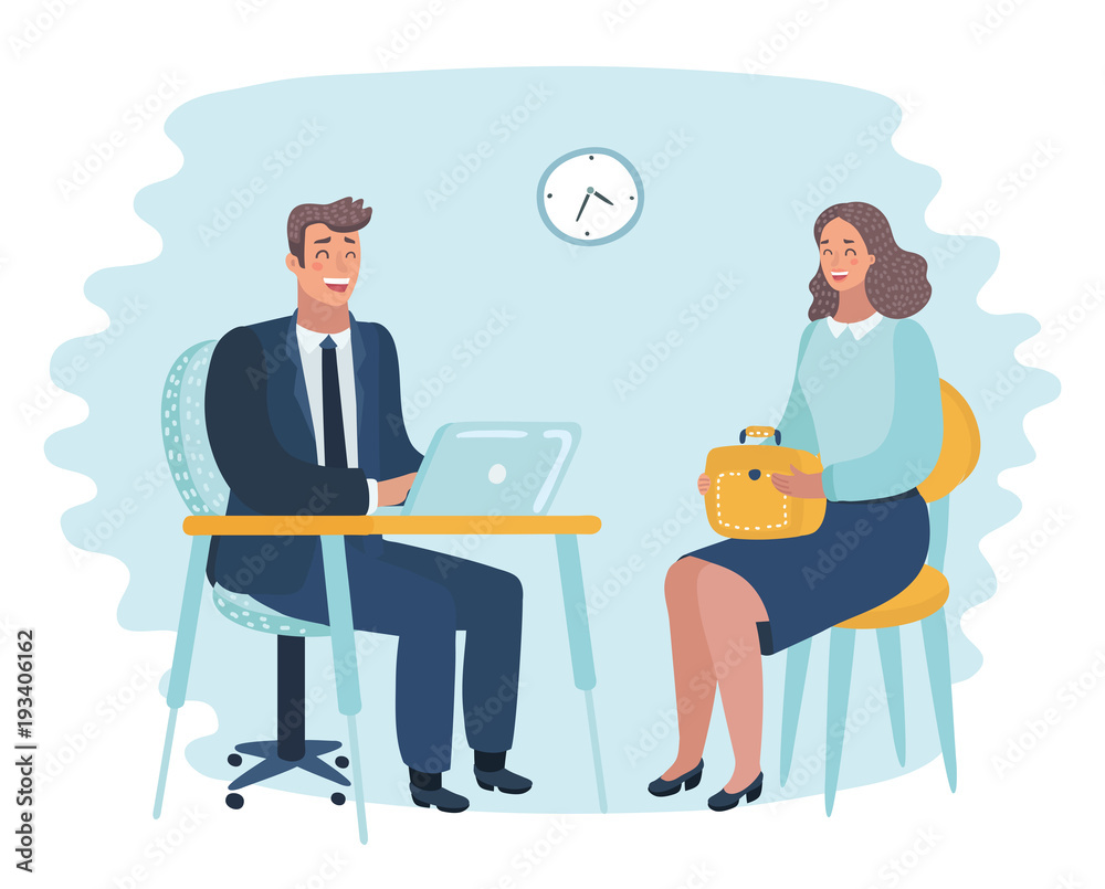 Illustration of Office employer interview.