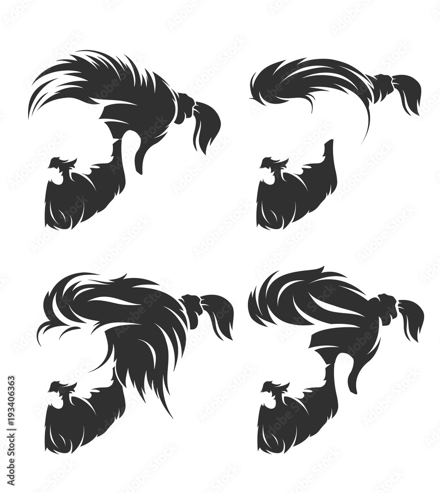 set of mens hairstyle with beard mustache