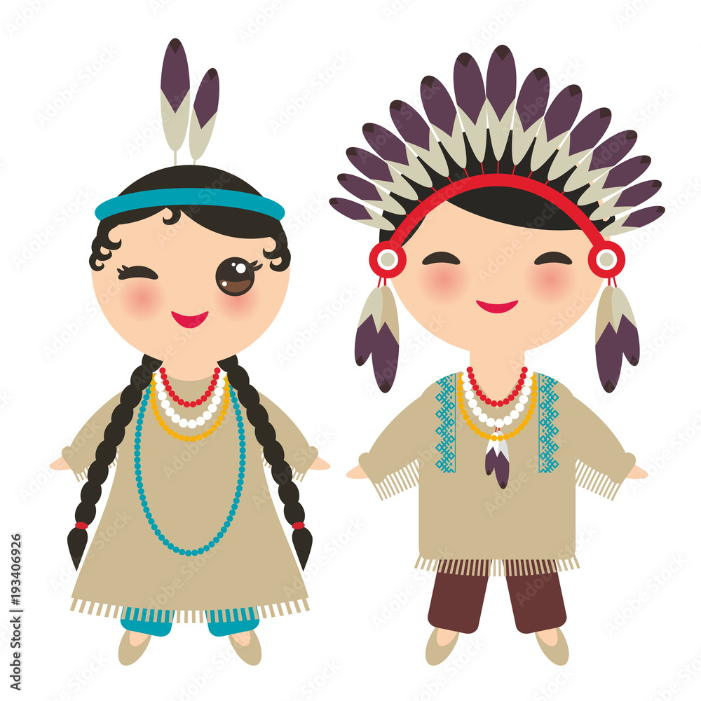Native american, Indians in traditional dress - Stock Image - Everypixel