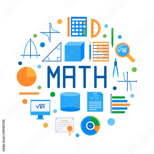 Math round flat vector modern illustration or symbol