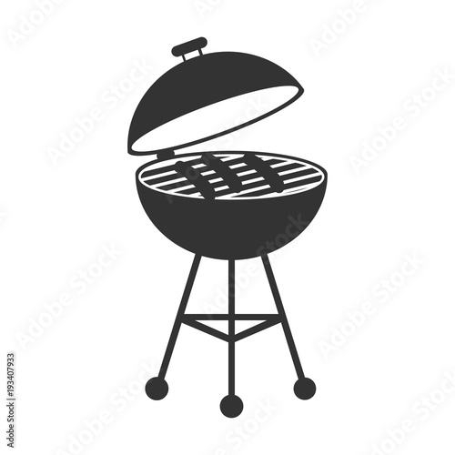 Pictograph of barbecue. Flat vector illustration in black on white background.