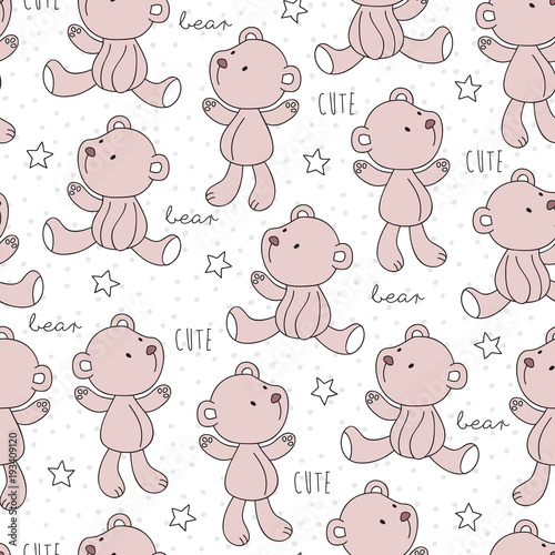 seamless teddy bear pattern vector illustration