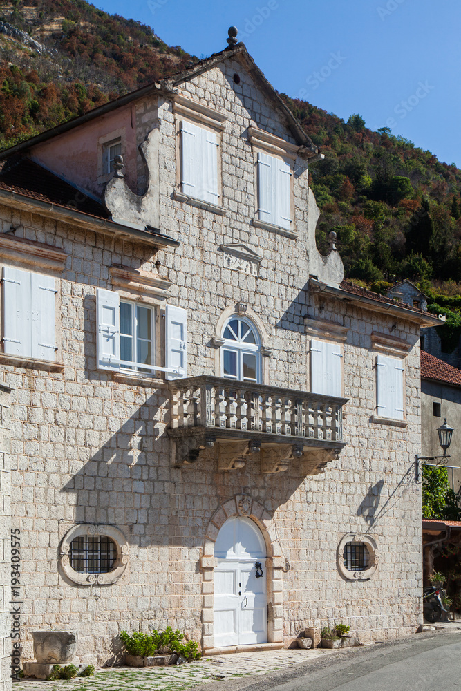 View of the City of Perast on the shore of Kotor Bay. Montenegro. 