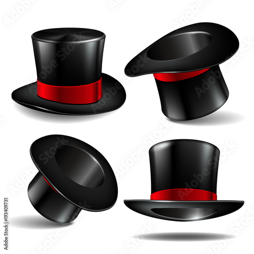 Set of black magician cylinder hats