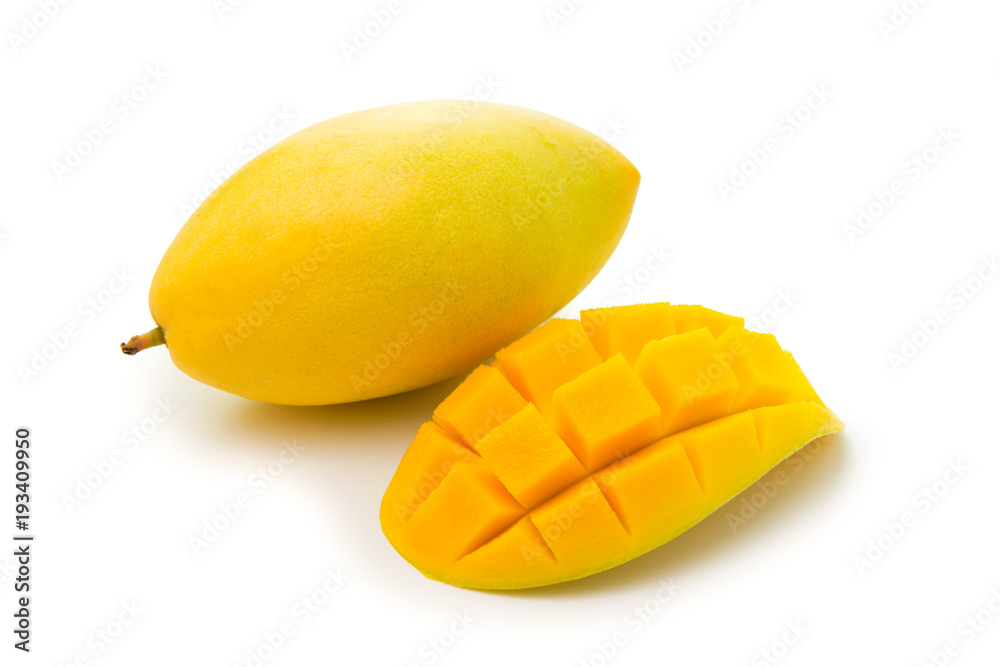 Yellow mangos fruit isolated on white background Yellow mangos fruit isolated on white background