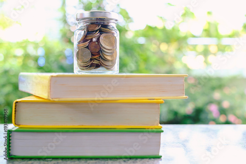The glass jar of money coin...