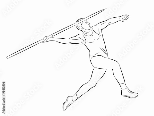illustration of figure javelin thrower , vector draw