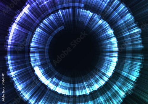blue abstract circle eye radar  digital overlap layer line  technology background  vector illustration