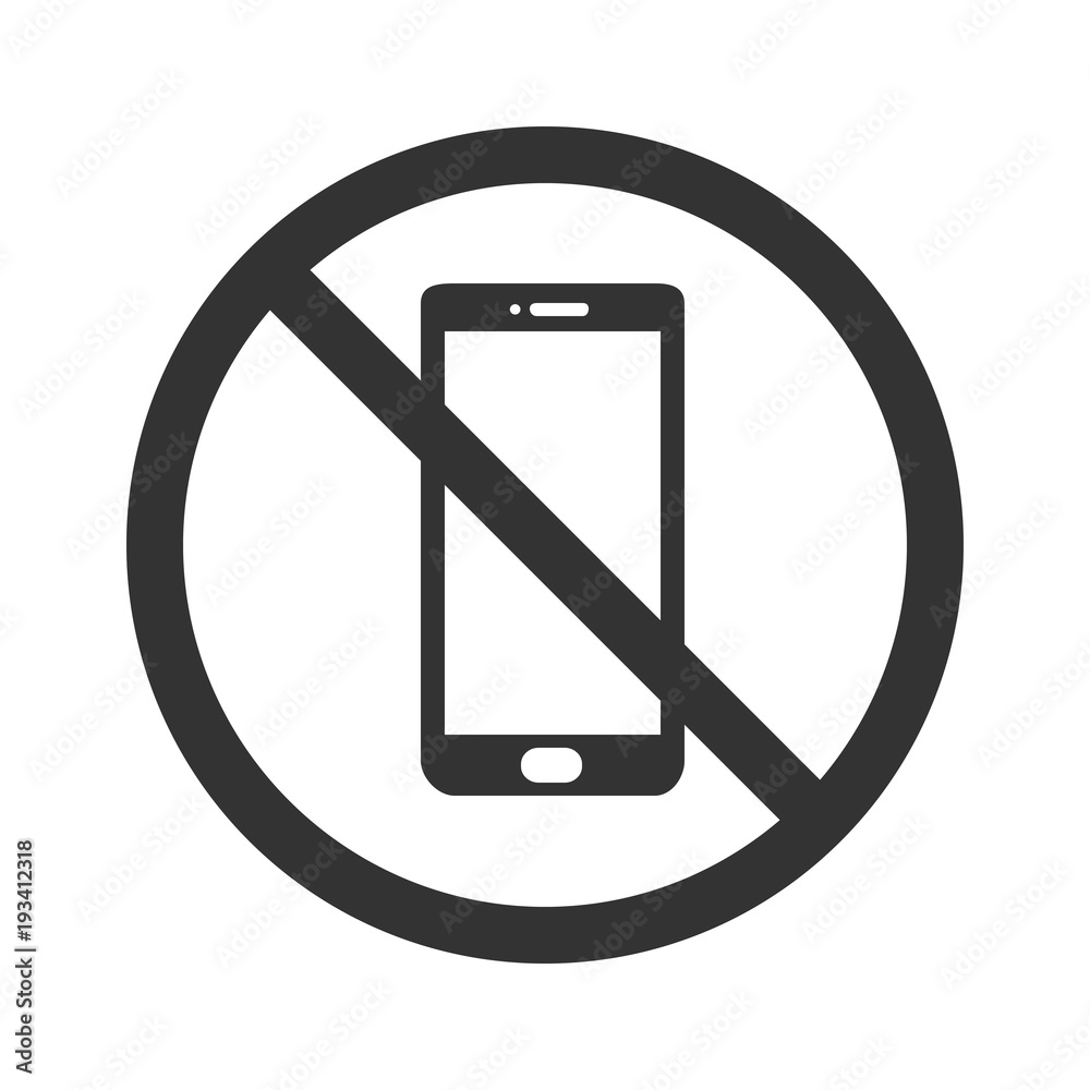 No phone icon. Flat vector illustration in black on white background. No phone icon. Flat vector illustration in black on white background.