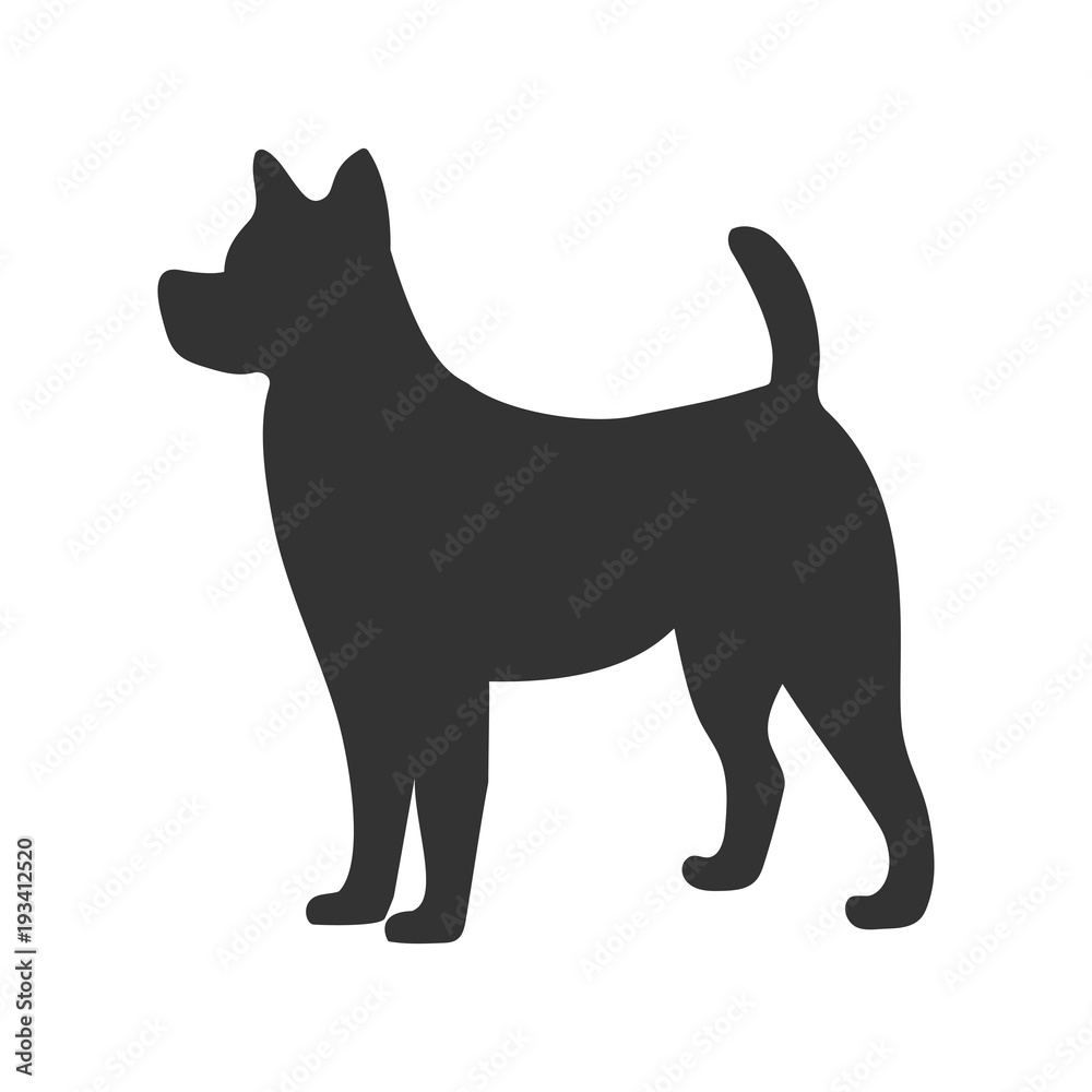 Pictograph of dog. Flat vector illustration in black on white background.