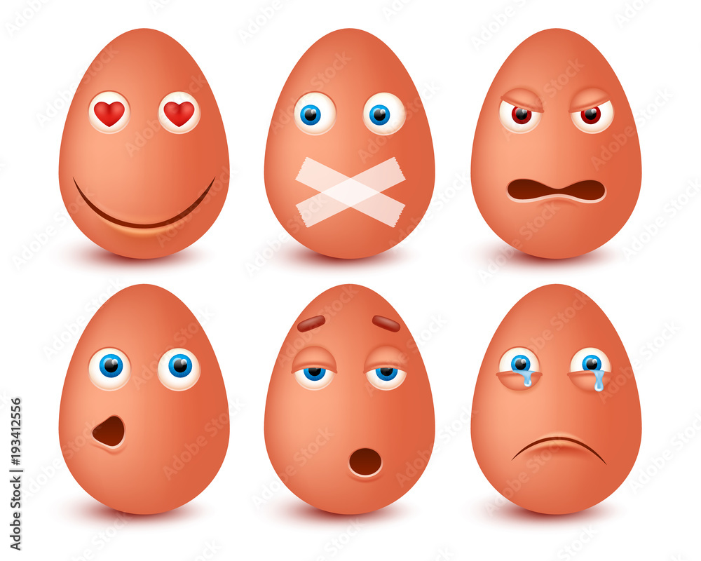 Set of 3d Easter eggs emoticons. Smileys emoticons.Vector image Set of 3d Easter eggs emoticons. Smileys emoticons.Vector image