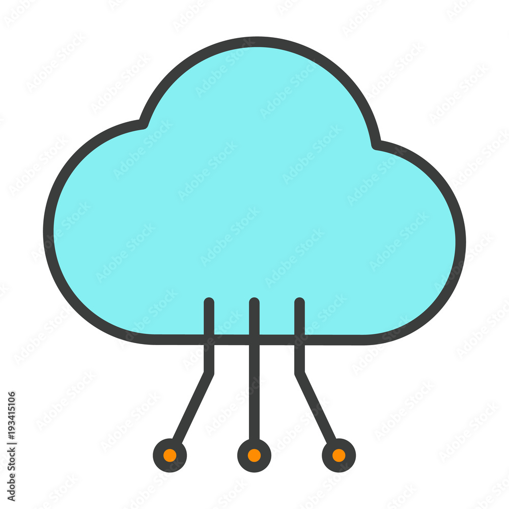 Cloud Technology Line Icon with Circuit Pattern. Vector Simple Minimal 96x96 Pictogram Cloud Technology Line Icon with Circuit Pattern. Vector Simple Minimal 96x96 Pictogram