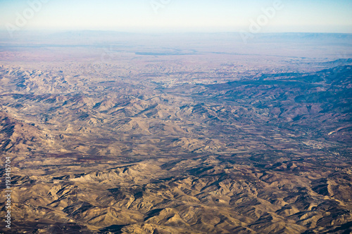 Aerial view of African continent with mountain ranges