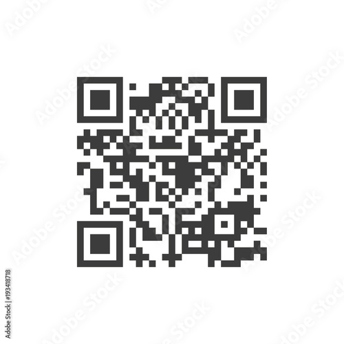 Vector QR code sample for scanning. Black vector illustration on white background.
