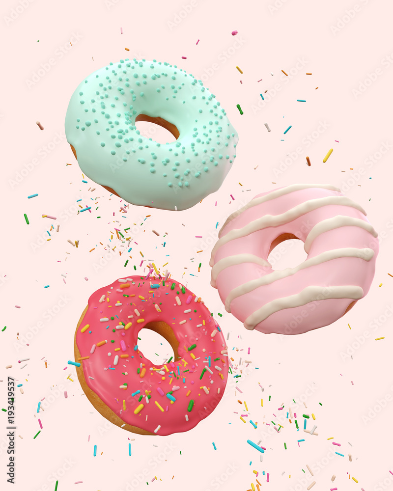 flying Pink and Blue doughnuts