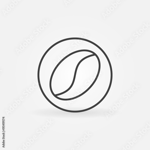Coffee bean in circle vector icon in thin line style 