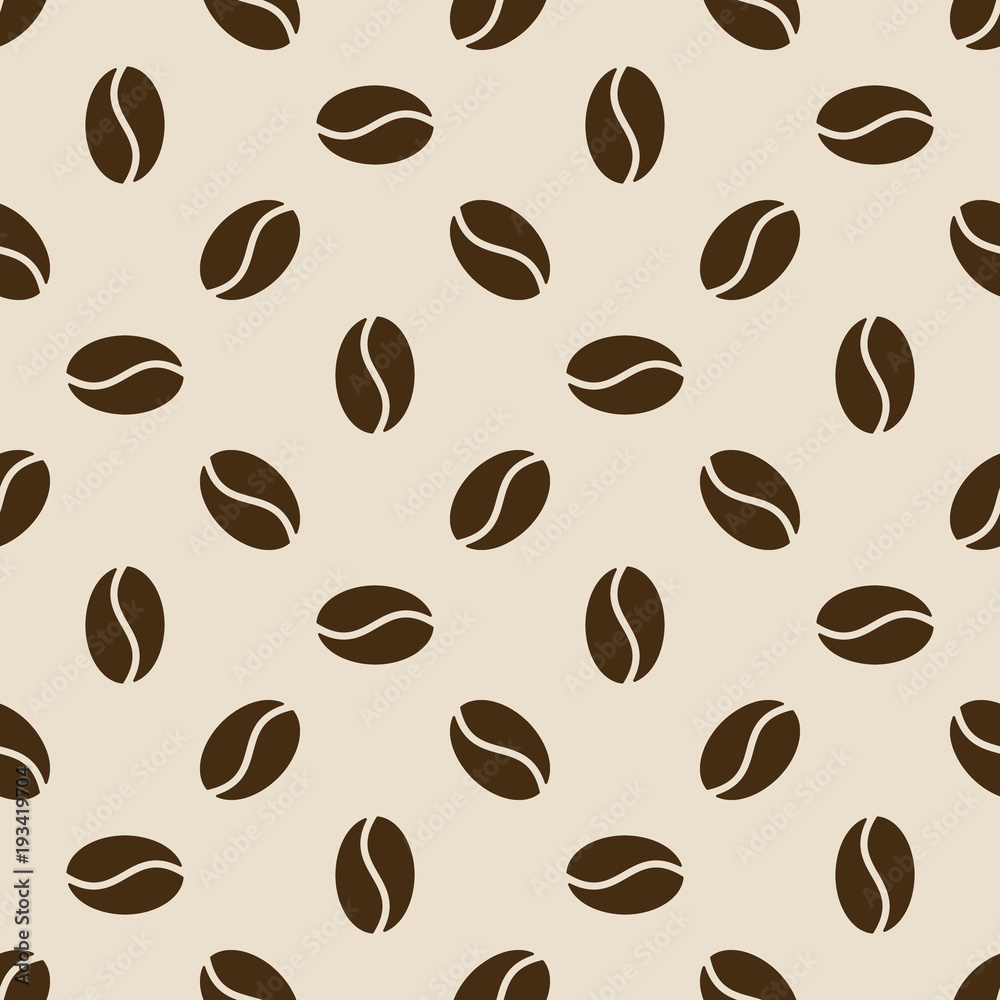Seamless coffee beans vector pattern