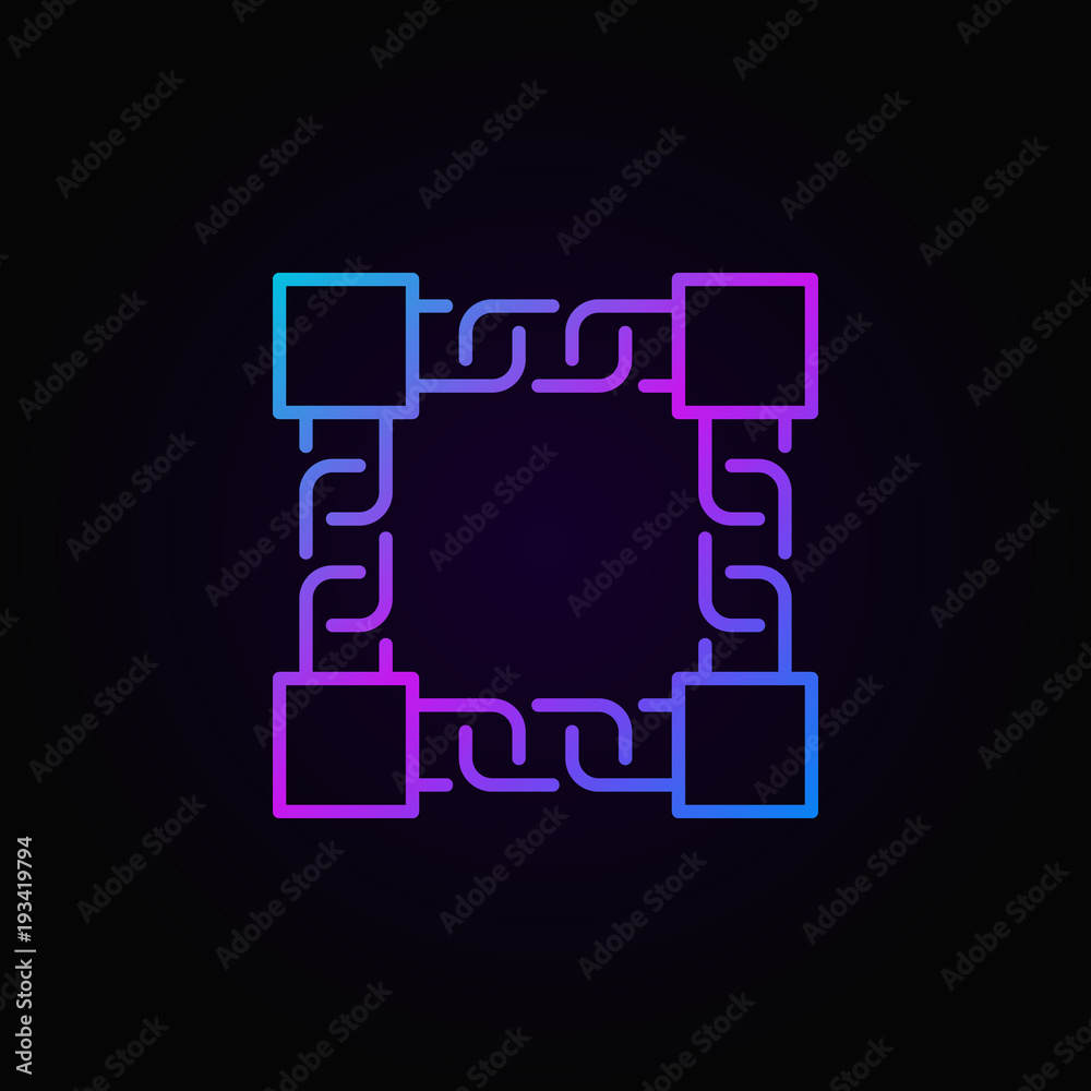 Vector colored block chain technology line icon or symbol