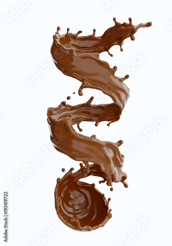 Spiral splash of brown chocolate