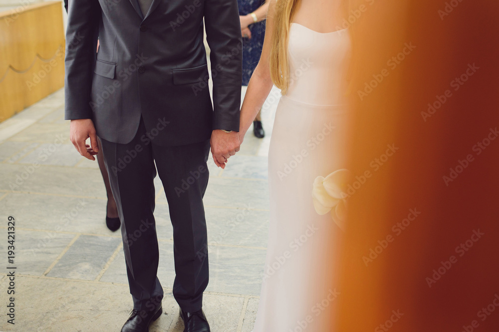 Bride and Groom Holding Hands Bride and Groom Holding Hands