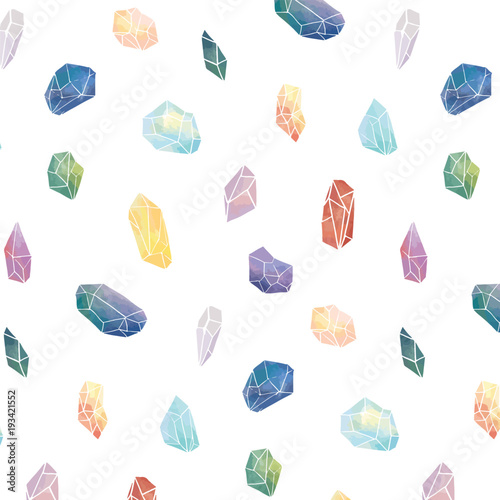 Vector illustration of watercolor crystal pattern on white background. photo