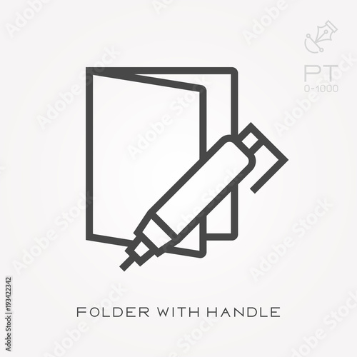 Line icon folder with handle