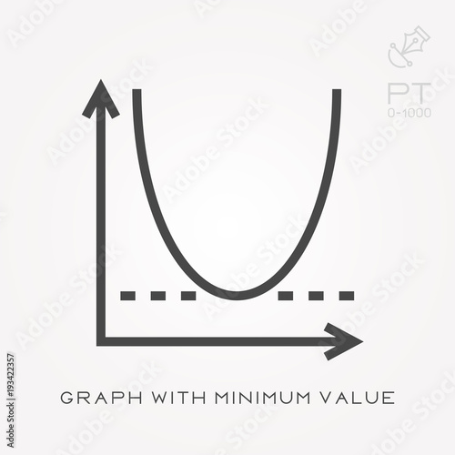 Line icon graph with minimum value