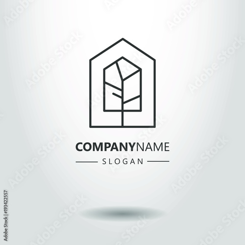 black and white linear geometric tree logo